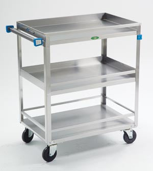 Cart, 19"W x 31"L x 34_"H, 500 lb Capacity, 3 Shelves, 4" Swivel Casters, 18" x 27" Shelf, 9" Clearance (DROP SHIP ONLY)