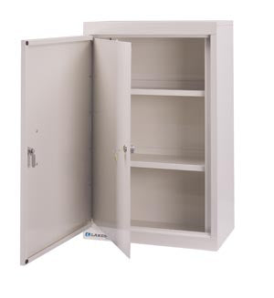 Double Door, Double Lock, Handle, 2 Adjustable Shelves, 18" x 10" x 30", Beige