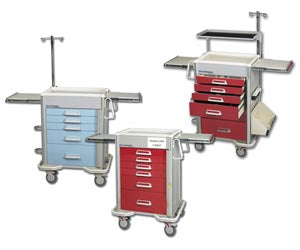 Hybrid Cart, 6 Drawer, Drawer Configuration: (4) 3", (1) 6", (1) 9", Breakaway Lock, 44"H x 25"D x 32"W, Two Tone Red (DROP SHIP ONLY)