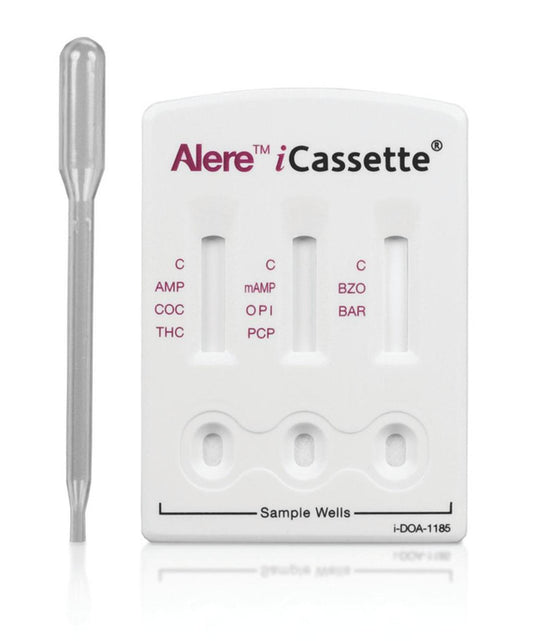 Drug Test, 8 Test Cassette, Cocaine, Marijuana, Opiate, Amphetamine, Methamphetamine, Phencyclidine, Benzodiazepine, Barbiturate, CLIA Waived, 25/bx (Minimum Expiry Lead is 90 days) (Result forms not included, please order 2430P or 2440P) (US Only)