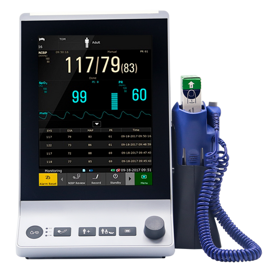 Edan Vital Sign Monitor, with Spot Check, Continuous Monitoring and Ward Round Mode, NIBP, Spo2, and Infrared Body Temperature Probe (Non Contact), Touch Screen, and Wi-Fi, and Internal Memory for Data Review and Patient Storage (DROP SHIP ONLY) (Not Available For Sale into Canada)