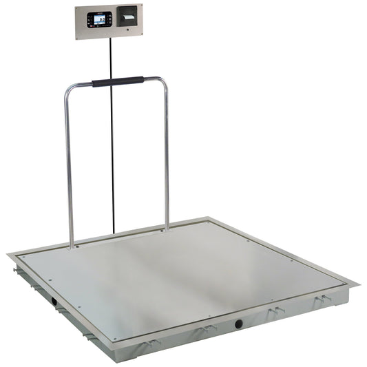 In-Floor Dialysis Scale, 48"X48" SS Deck, Hand Rail, 855 Recessed Wall-Mount Indicator, w/ Printer (DROP SHIP ONLY)