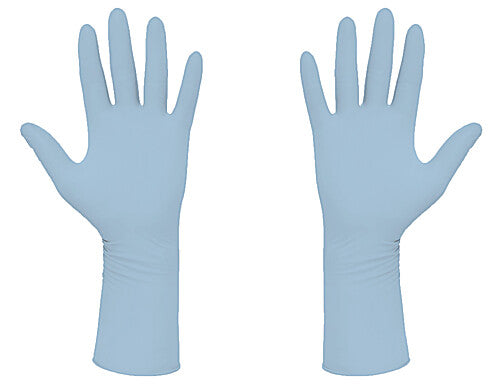 Gloves, Size 8, 12" Long with Smooth Grip, 4-mil Fingertip Thickness, Light Blue, Sterile, 30 pr/bx, 10 bx/cs