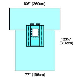 Laparoscopic Cholecystectomy Surgical Drape with Pouches, 77" x 122", AAMI Level 4, Sterile, 8/cs (Continental US Only)
