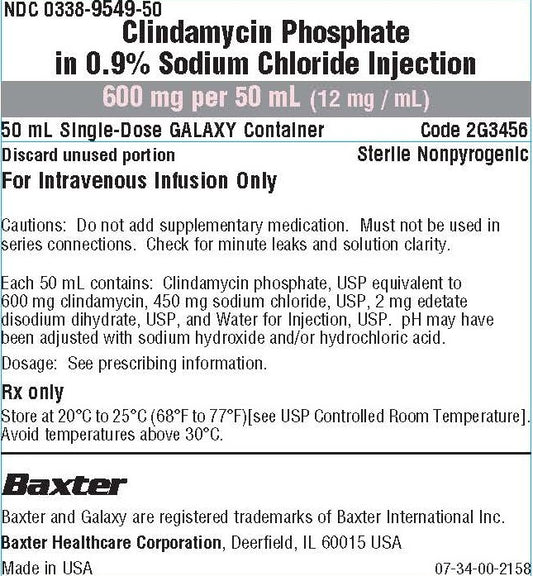 Clindamycin, 0.9% Sodium Chloride Injection, 600mg/ 50 ml, Galaxy Plastic Container, Liquid Premix, 24/cs (Rx) (Item is Non-Returnable) (Continental US Only, Excluding IN and ND) (Product Access Restricted. Check with your sales rep to verify eligibility) (Item on Manufacturer Allocation - Inventory Limited when Available)