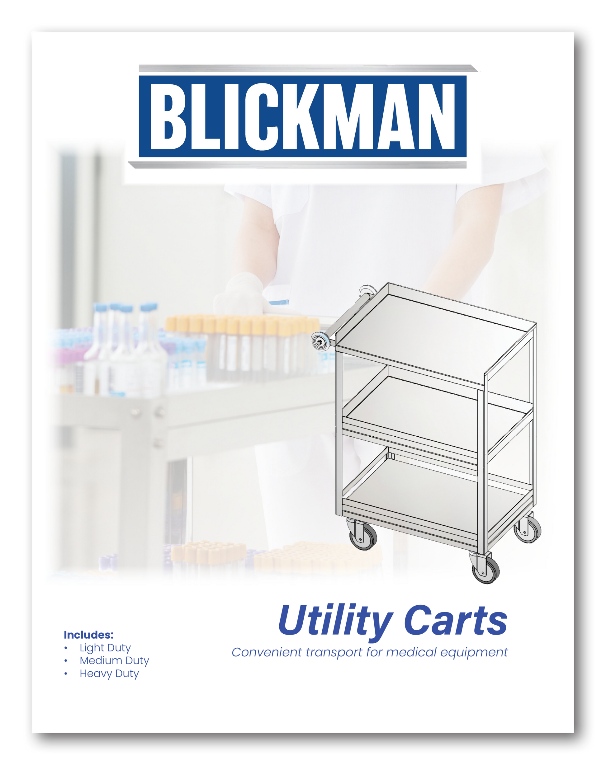 Utility Cart, Light Duty, 24"W x 35-3/4"H x 16"D with 2 Hook IV Pole (DROP SHIP ONLY)