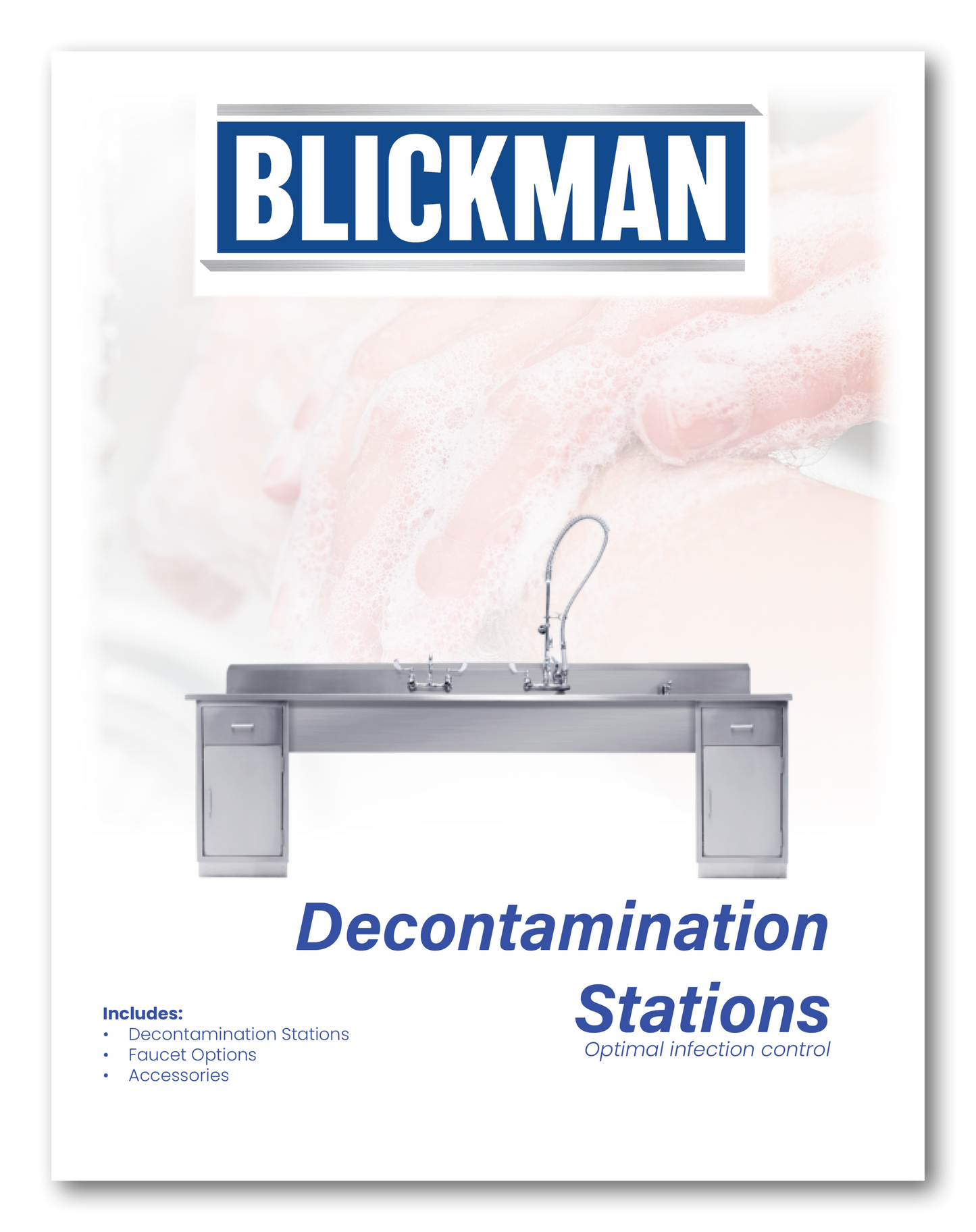 Decontamination Station 116"W x 30"D w/Hydraulic Lift, (8") Backsplash, (3) 25"W x 18"H x 10"D Bowls, (3) Waste Lever Drains, Bowls Etched w/Gallon & Liter Measures (DROP SHIP ONLY)