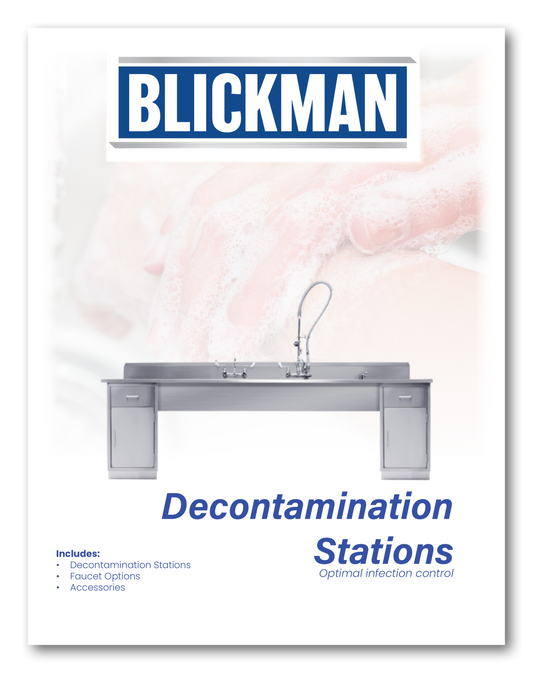 Decontamination Station 116"W x 30"D w/Hydraulic Lift, (8") Backsplash, (3) 25"W x 18"H x 10"D Bowls, (3) Waste Lever Drains, Bowls Etched w/Gallon & Liter Measures (DROP SHIP ONLY)
