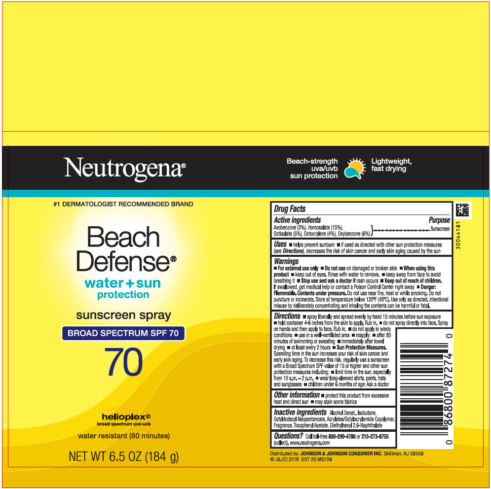 Neutrogena Beach Defense Water + Sun Protection, SPF70 Spray, 6.5 oz, 3/pk, 4 pk/cs (Continental US+HI Only) (Pricing Subject to Change without Prior Notification)