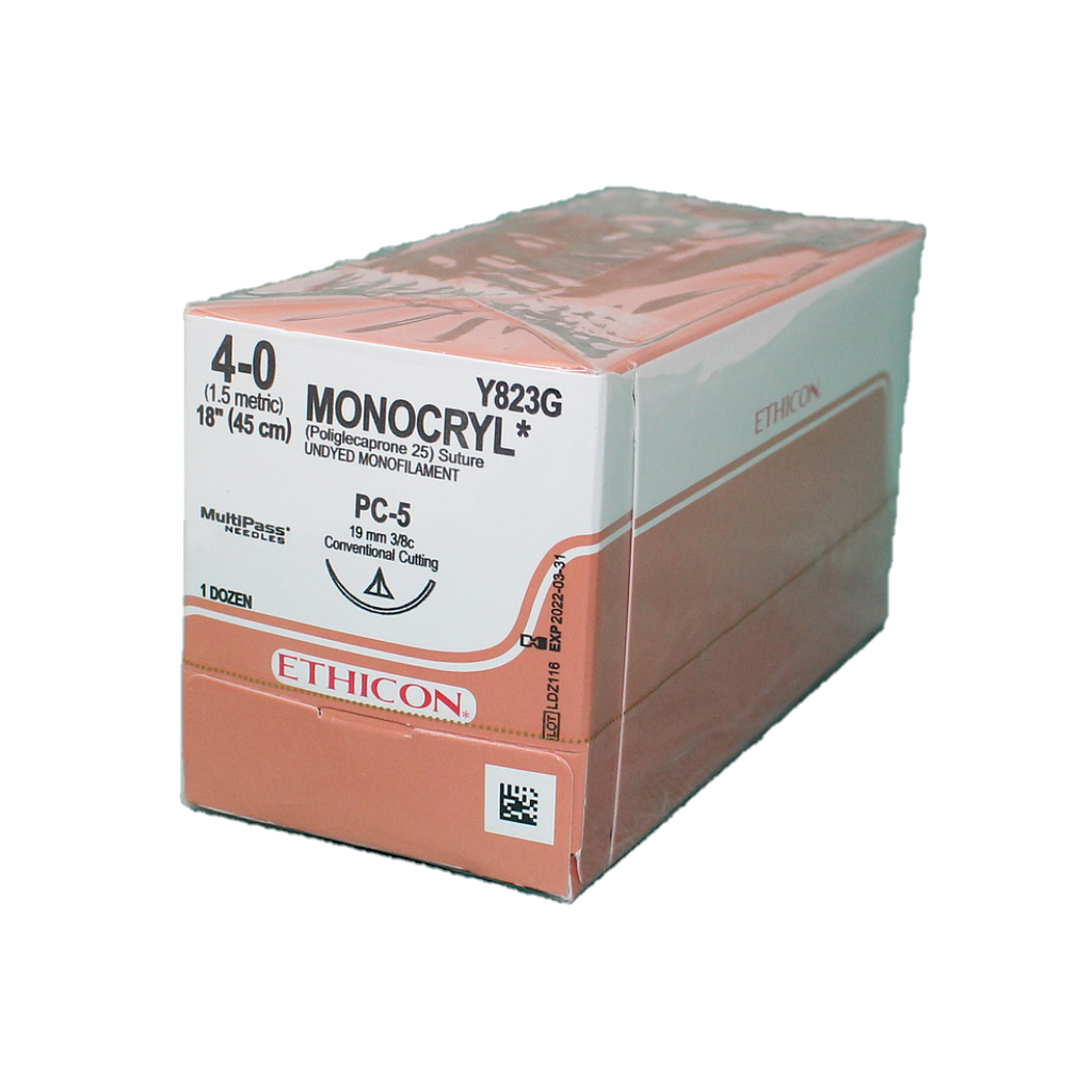 Suture, Precision Cosmetic Conventional Cutting Prime, Size 4-0, 18", Undyed Monofilament, Needle PC-5, 3/8 Circle, 1 dz/bx (Continental US Only)