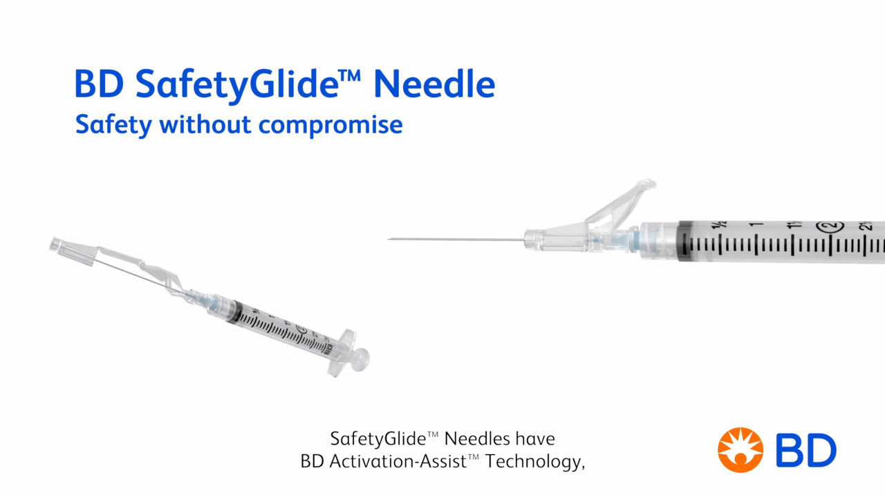 Syringe, 3mL, 23G x 1" Shielding Intramuscular Injection Needle, Regular Bevel, Regular Wall, Detachable Needle, 50/bx, 8 bx/cs (18 cs/plt) (Minimum Expiry Lead is 90 Days; Non-Returnable) (Continental US Only) (Drop Ship Requires Pre-Approval)