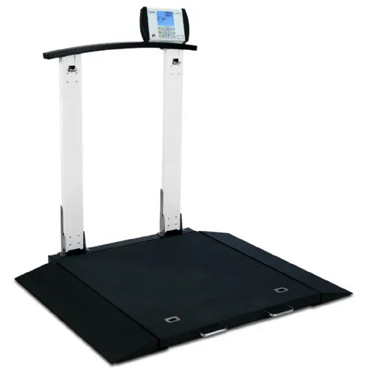 Wheelchair Scale, Portable, Digital, Folding Column, Curved Handrail 1000 lb x .2 lb, 32" x 36", Model MV1 Indicator (DROP SHIP ONLY)
