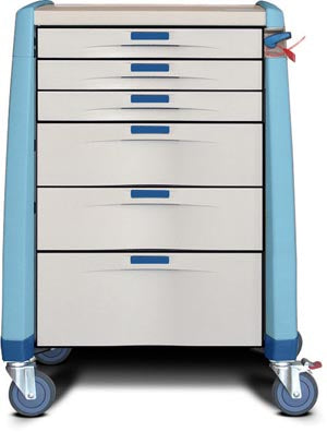 Standard Cart, 43" H X 24" D X 31" W, Extreme Blue, Auto Relock, (3) 3" Drawers, (2) 6" Drawers and (1) 10" Drawer (DROP SHIP ONLY)