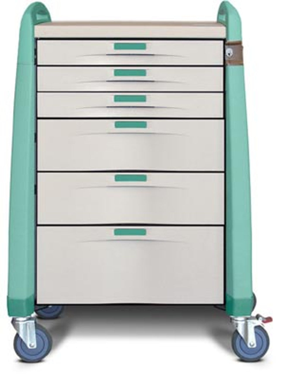 Standard Cart, 43" H X 24" D X 31" W, Extreme Green, Keyless Lock, (2) 6" Drawers and (2) 10" Drawers (DROP SHIP ONLY)