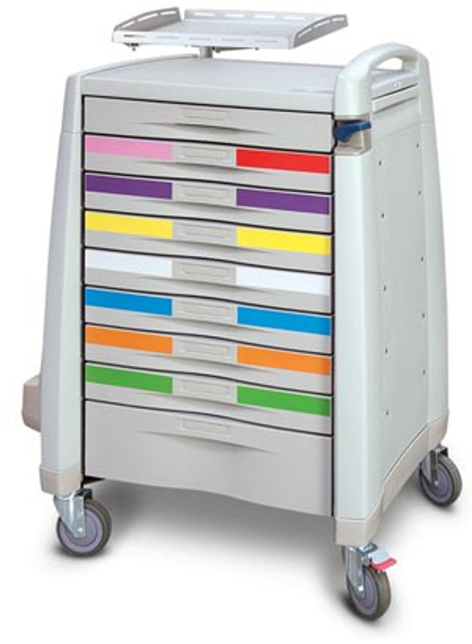 Standard Cart, 43" H X 24" D X 31" W, Extreme Red, Core Lock, (1) 3" Drawer, (3) 6" Drawers, and (1) 10" Drawer (DROP SHIP ONLY)