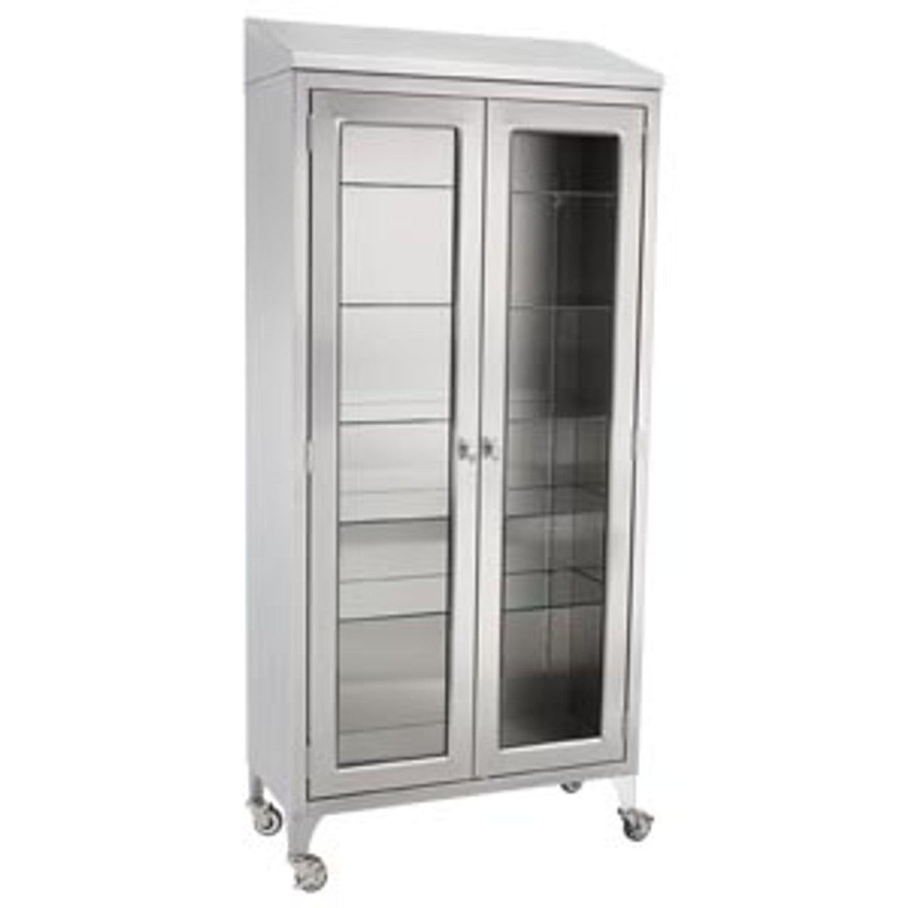 Paul Cabinet 47 5/8"W x 79 1/4"H x 16"D, (5) Glass Shelves, (2) 3" Casters, Brake (DROP SHIP ONLY)