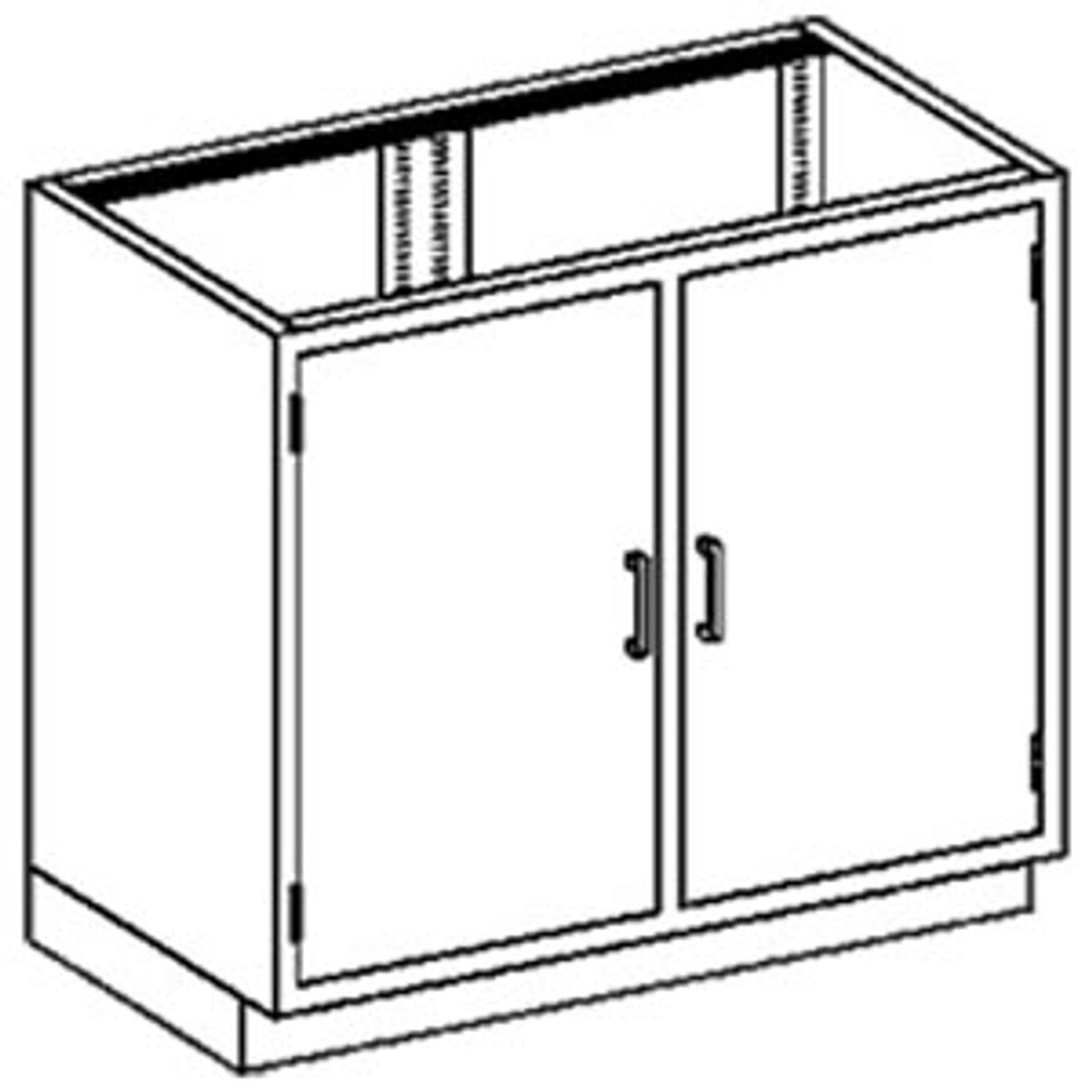 Base Cabinet 35"W x 35 3/4"H x 22"D, (1) Stainless Steel Half Size Adjustable Shelf, (8) 1/8-1/2 Drawers, 35" Opposite (1) Hinged Door, Countertop (DROP SHIP ONLY)