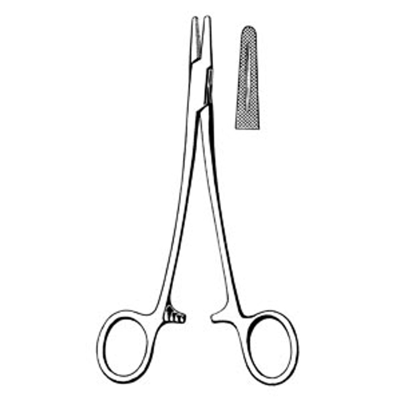 Needle Holder, 8" Length, Straight Serrated Tip, Finger Ring Handle (DROP SHIP ONLY)