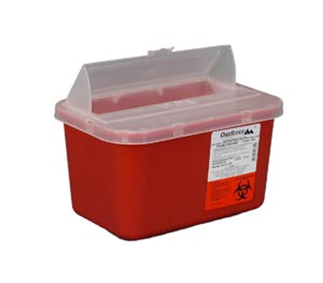 Sharps Container, 1 Gallon, Red Base/ Translucent Chimney Top Lid, 40/cs