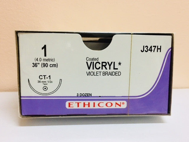 Suture, Taper Point, Size 1, 36", Violet Braided, Needle CT-1, _ Circle, 3 dz/bx (Continental US Only)