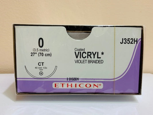 Suture, Taper Point, Size 0, 27", Violet Braided, Needle CT, _ Circle, 3 dz/bx (Continental US Only)