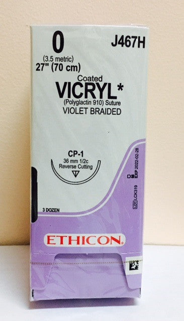 Suture, Reverse Cutting, Size 0, 27", Violet Braided, Needle CP-1, _ Circle, 3 dz/bx (Continental US Only)