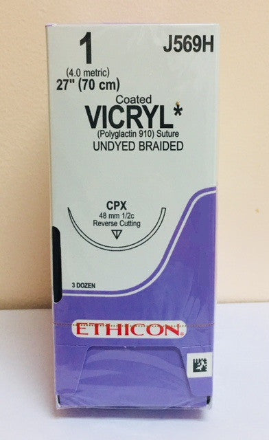 Suture, Reverse Cutting, Size 1, 27", Undyed Braided, Needle CPX, _ Circle, 3 dz/bx (Continental US Only)