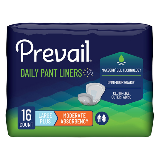 Incontinence Liner Prevail® Daily Pant Liners 28 Inch Length Moderate Absorbency Polymer Core Large Plus, 16/pk (PL-113/1)