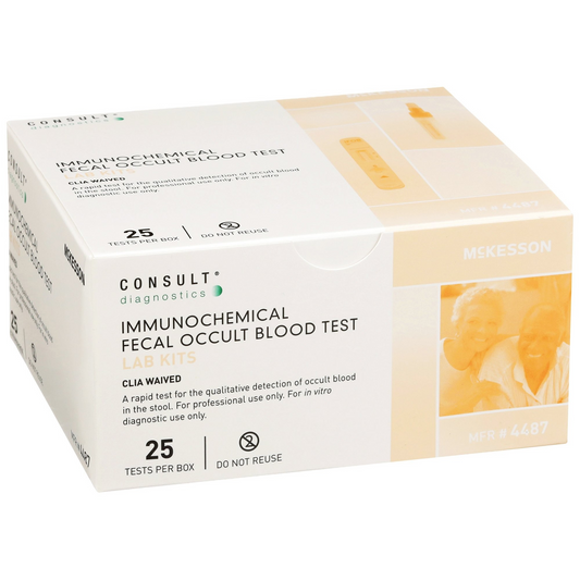 Cancer Screening Test Kit McKesson Consult™ Fecal Occult Blood Test (iFOB or FIT) 25 Tests CLIA Waived 25/bx (4487)