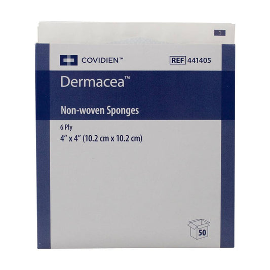 Dermacea Standard Non-Woven All-Purpose Gauze Sponge, 4" x 4", 6-Ply, Sterile, 2/pch, 1 pch/pk, 25 pk/ct, 12 ct/cs (Continental US Only)