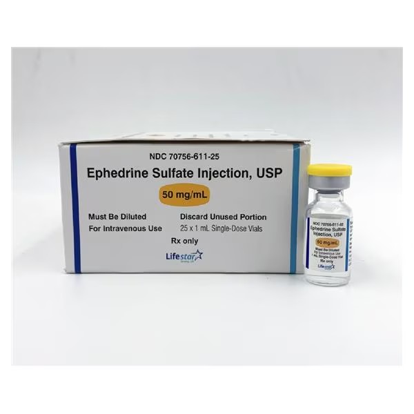 Ephedrine Sulfate Injection 50mg/mL SDV 1mL 25/Package (70756061125)