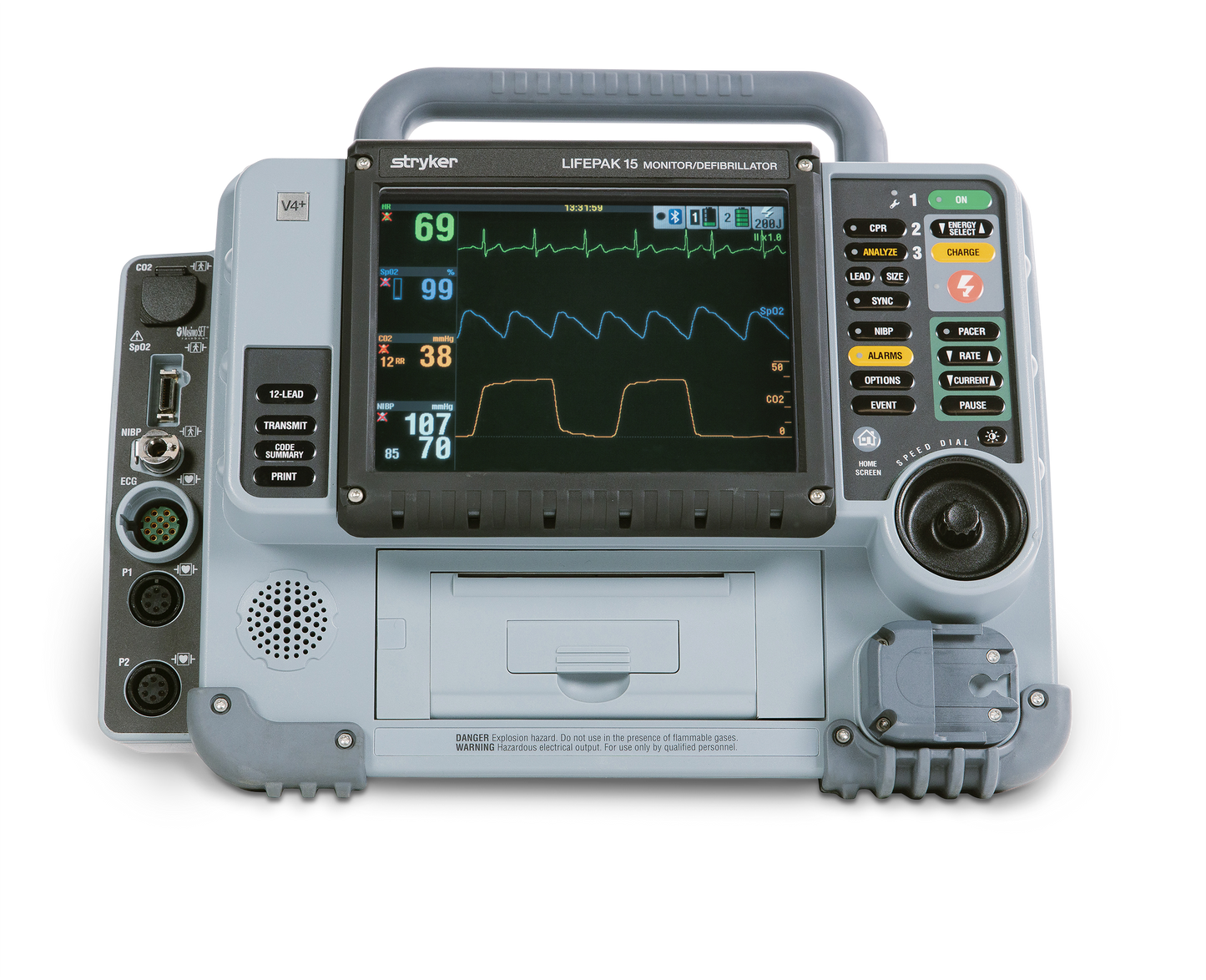LIFEPAK 15 Trending, Masimo SpO2, SpCO, NIBP, 12-Lead ECG, EtCO2, 2 Invasive Pressure Channels (DROP SHIP ONLY) (Requires End User Ship to Data When Ordering) (Continental US Only)