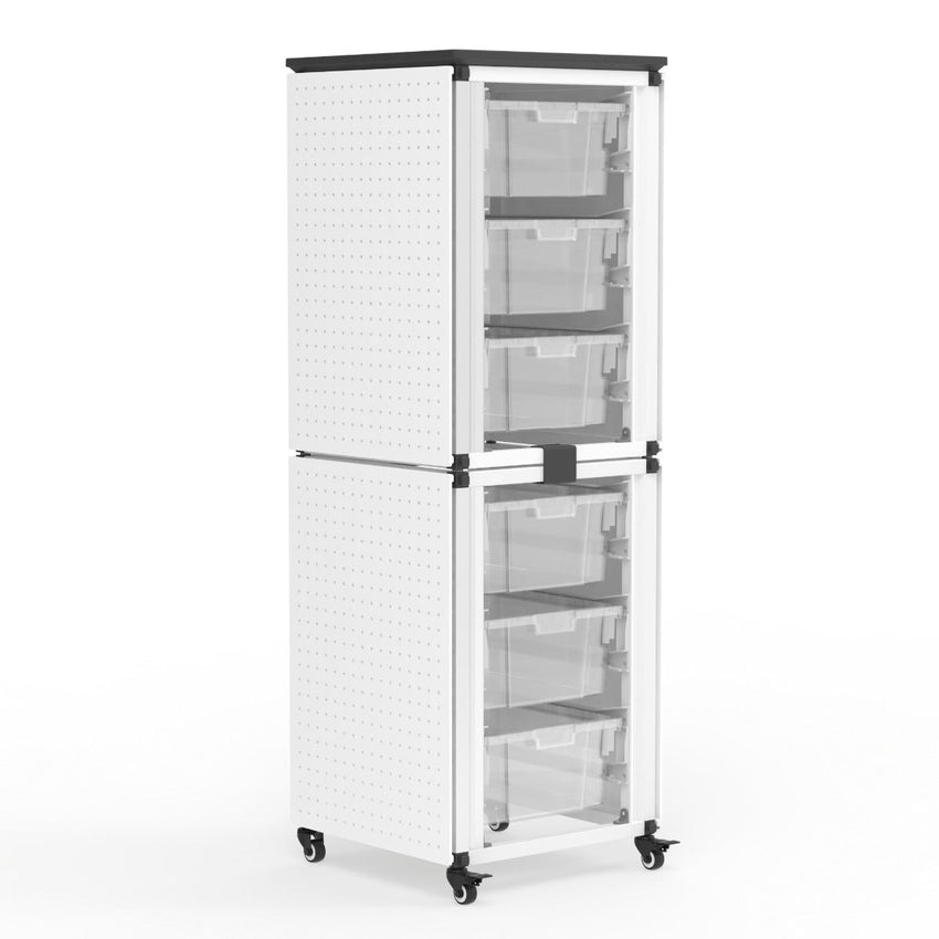 Storage Bin Cabinet, 2  Stacked Modules, Holds 6 large bins (3" or 6" Deep), Overall dimensions (single module): 27 x 20 x 7 (DROP SHIP ONLY)