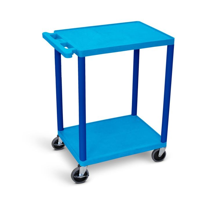 Cart, Two Shelves, Foam Plastic, Blue, 24"W x 18"D x 33.5"H, (4) 4" Heavy Duty Casters (2 with Locking Brakes), Maximum Weight Capacity 400lbs (DROP SHIP ONLY)