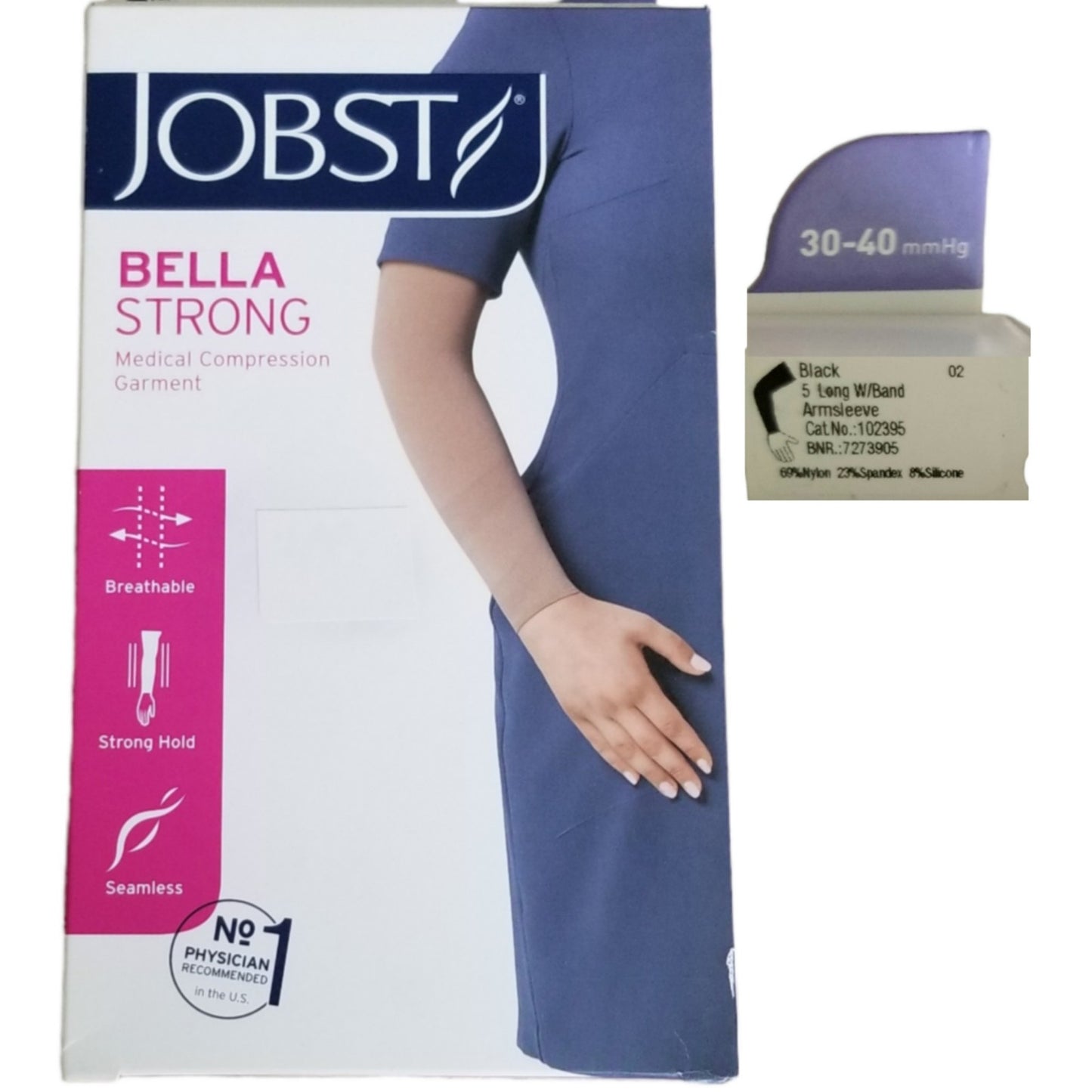 Armsleeve with Silicone Band, 30-40 mmHG, Black, Long, Size 5 (Continental US Only)