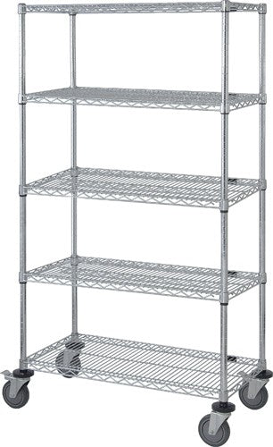Cart, 24"W x 60"L x 80"H, 74"H Post, 5" Stem Caster Unit, Chrome (DROP SHIP ONLY)