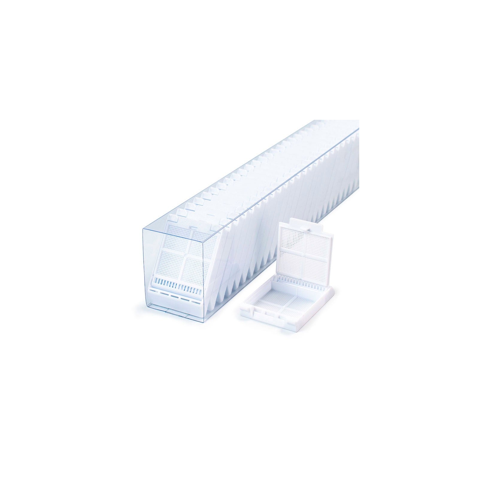 Micromesh Biopsy Cassette, Quickload Sleeve, 45 Angle, Acetal, White, Bulk, 750/cs