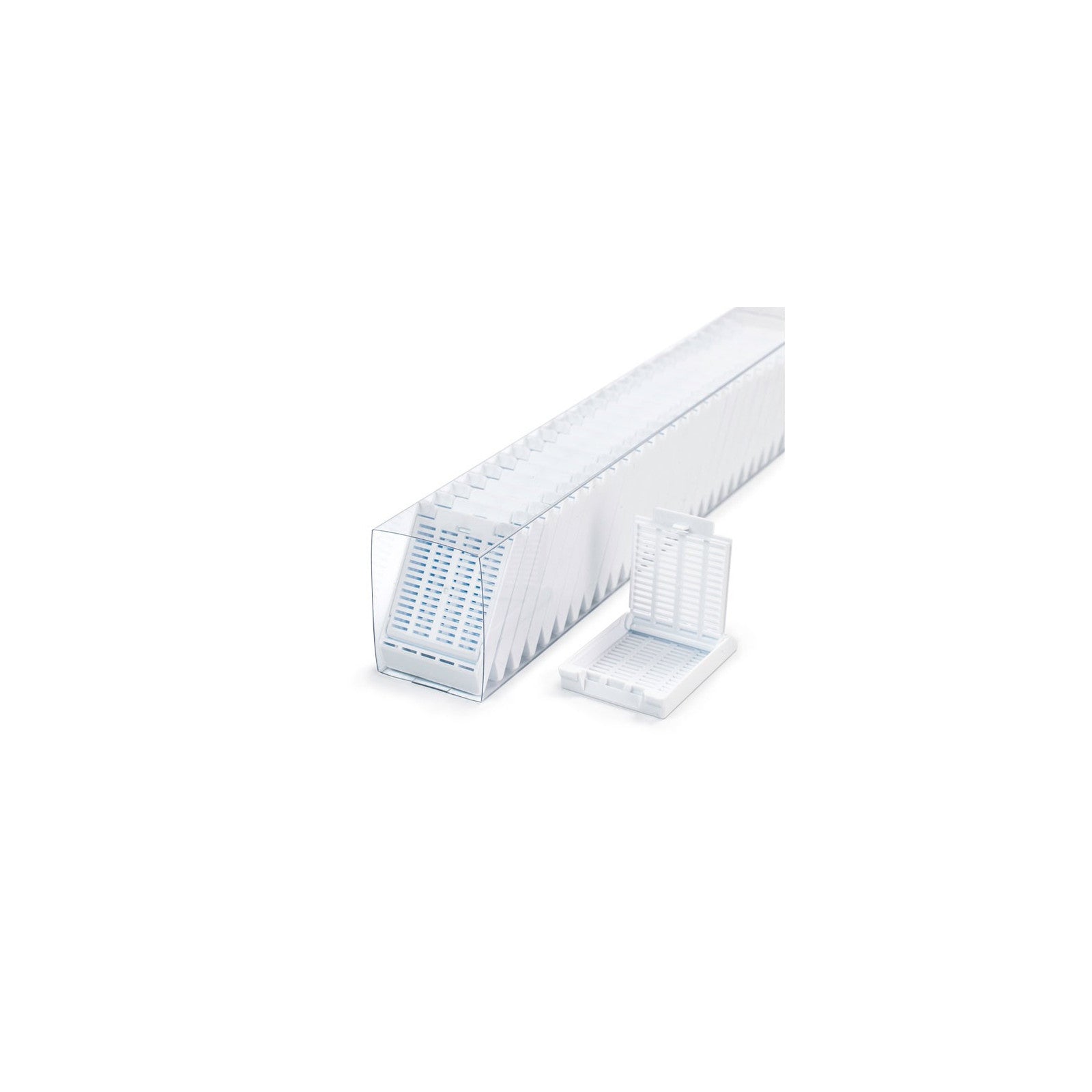 Slimsette Tissue Cassette, Quickload 45 Angle Stack (Taped), Acetal, Fluo Green, Bulk, 2000/cs