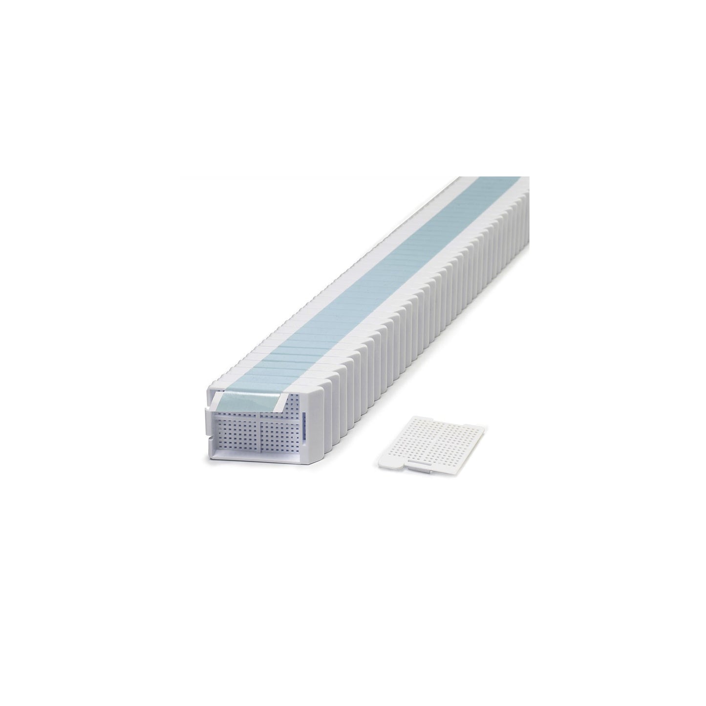 Swingsette Biopsy Cassette, Quickload 45 Angle Stack (Taped), Acetal, White, Bulk, 2000/cs