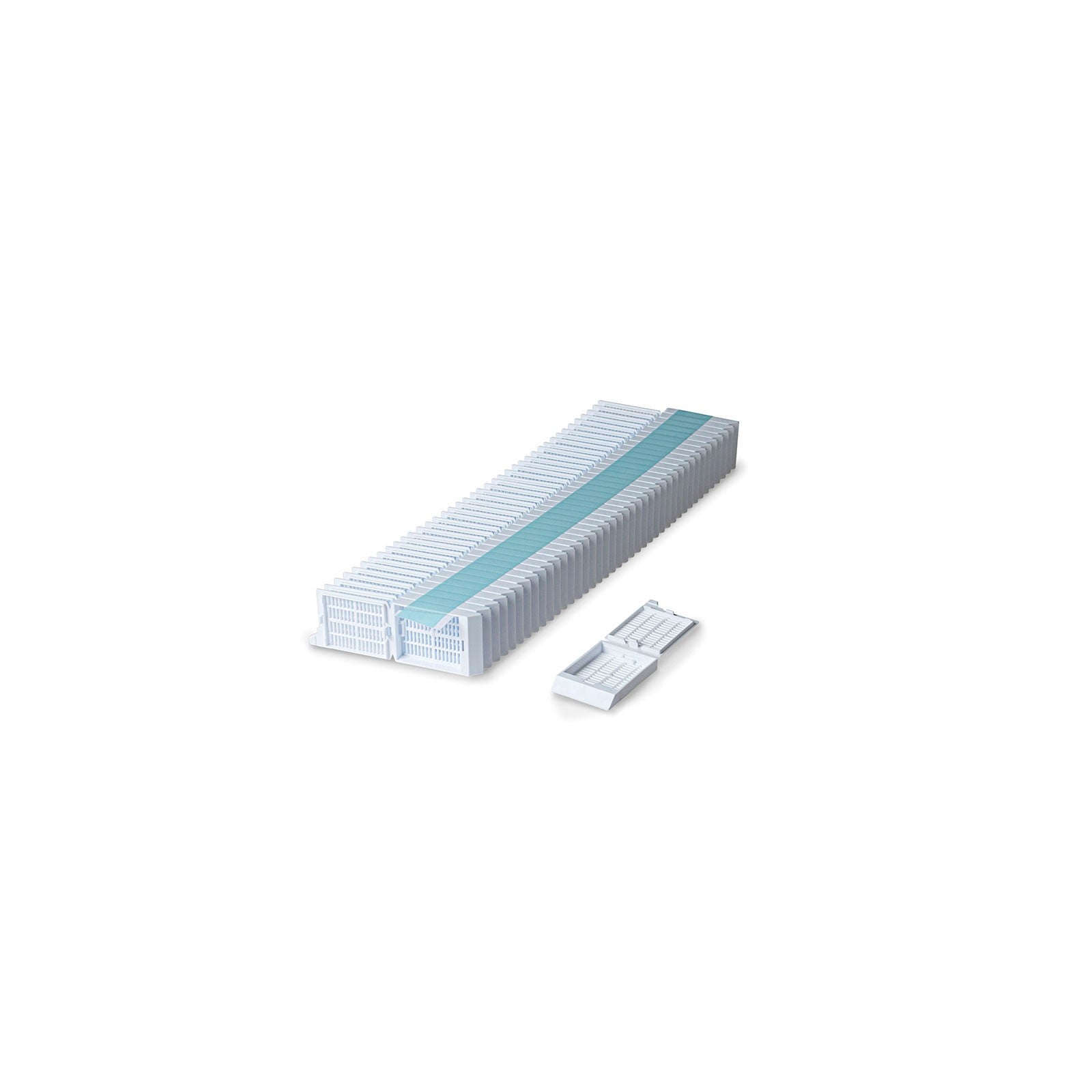 Unisette Tissue Cassette, Quickload 45 Angle Stack (Taped), Acetal, White, Bulk, 1000/cs