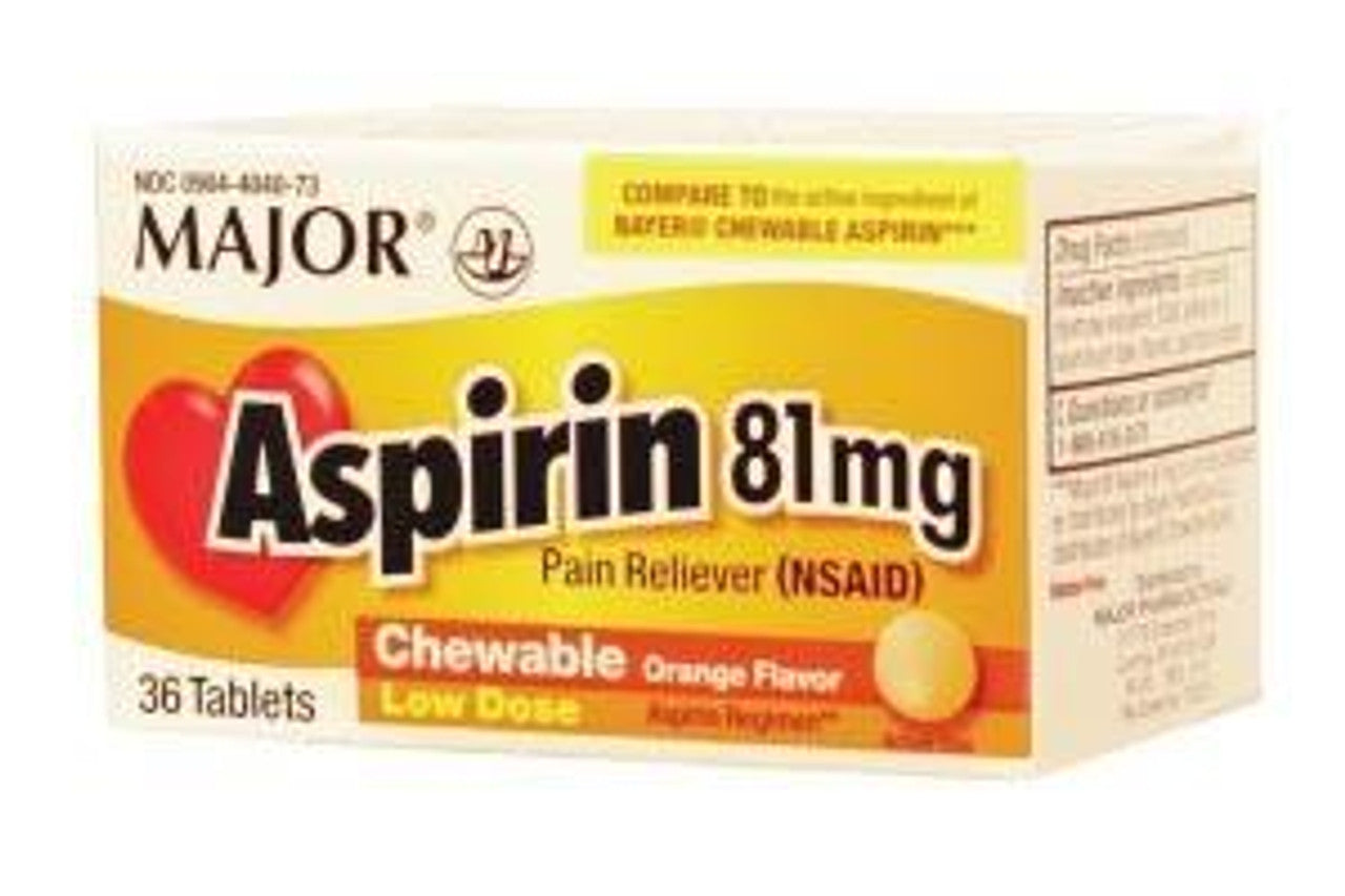 Aspirin, Low Dose, 81mg, Yellow, 250S, Compare to Bayer Adult Low Dose Tabs, 144/cs, NDC# 00904-6783-70 (US Only)