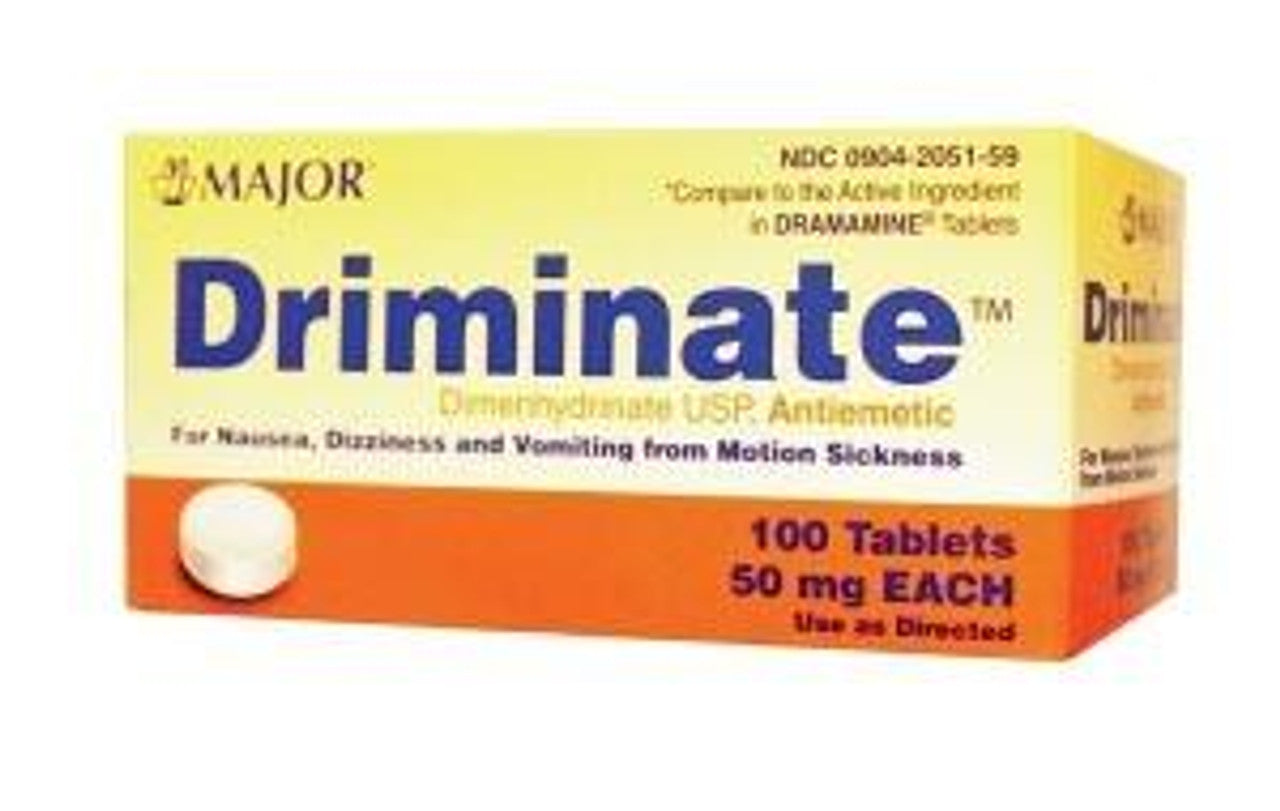 Driminate, 50mg, 12s, Tablets, Compare to Dramamine, NDC# 00904-6772-12 (US Only) (To Be DISCONTINUED)