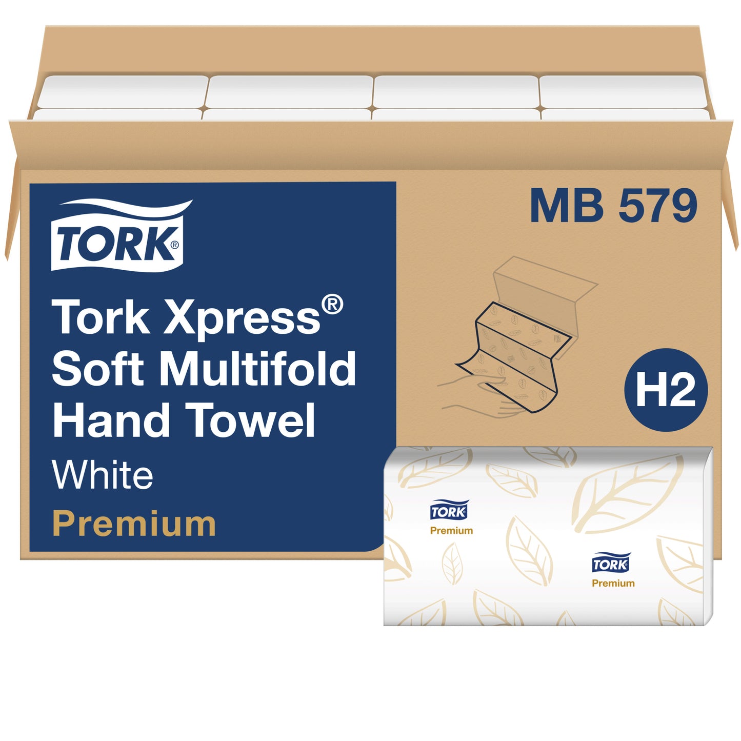 Hand Towel, Soft, Multifold, Premium, White, 2-Ply, H2, 9.5" x 9.13", 135 sht/pk, 16 pk/cs