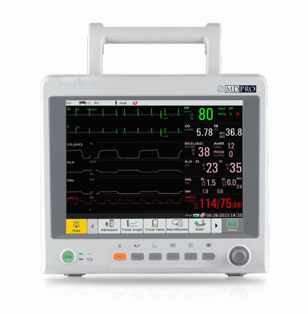 MDPro4500 Patient Monitor, with Touch Screen, Standard configuration (3-5 lead ECG; SpO2; NIBP; 2-Temp; Pulse Rate) with open CO2 and IBP ports with Wifi (DROP SHIP ONLY)