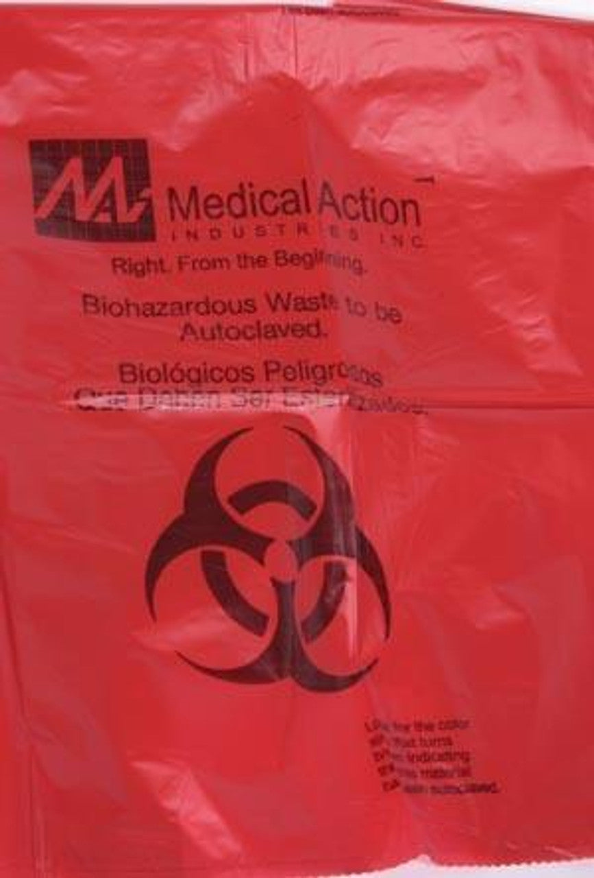Biohazard Bag, 38" x 47", Red/ Printed, 1.8 mil, 100 rl/cs