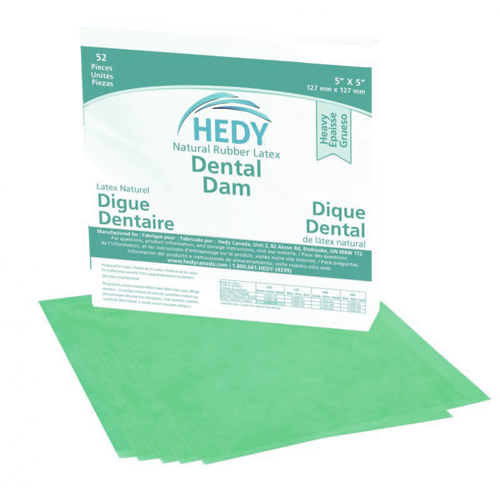 Dental Dam, 5" x 5", Medium Gauge, Green, 52/bx, 1bx/ea (Not Available for sale into Canada)