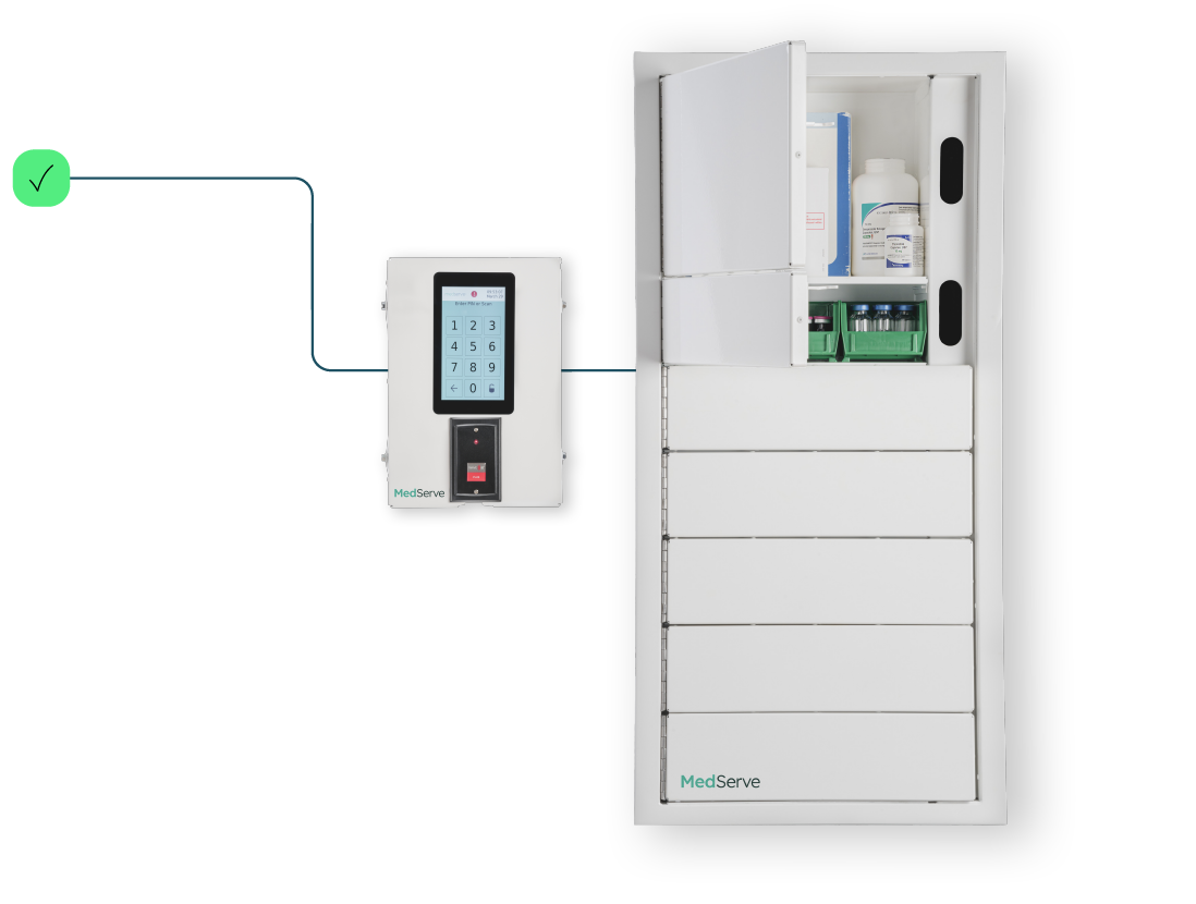 Cabinet, Medication, FLEX 6, MedServe HUB, Manual Override, 6 Compartment, Double-Locked, Metal, Secure (DROP SHIP ONLY)