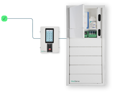 Cabinet, Medication, FLEX 6, MedServe HUB, Manual Override, 6 Compartment, Double-Locked, Metal, Secure (DROP SHIP ONLY)