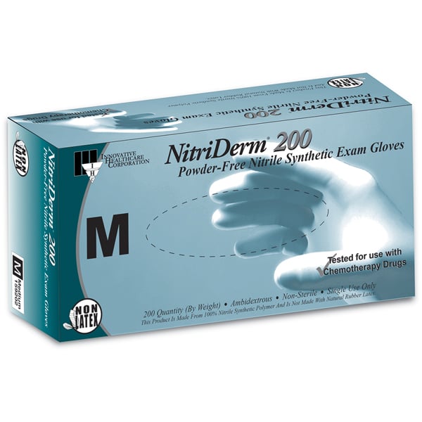 Gloves, Medium, Exam, Nitrile, Non Sterile, PF, Textured, Blue, 200/bx, 10 bx/cs (70 cs/plt)