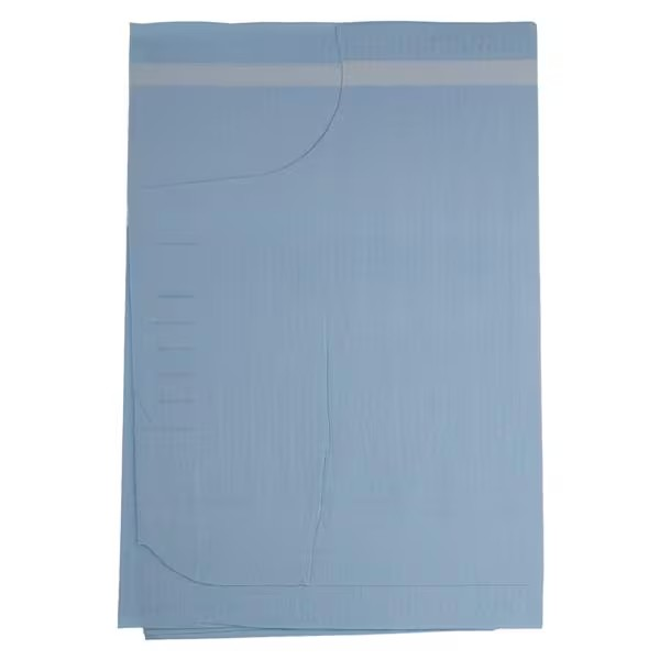 Premium Gown 30 in x 42 in Blue Md/Lg Tissue / Poly / Tissue Disposable 50/Ca  (73721)
